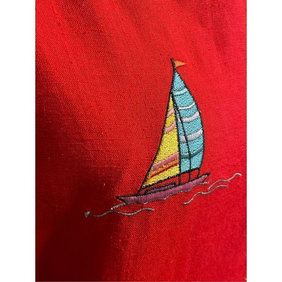 Ultra Dress New York Vintage 80’s/90’s Red Linen Fully Lined Sleeveless Nautical - Picture 10 of 15